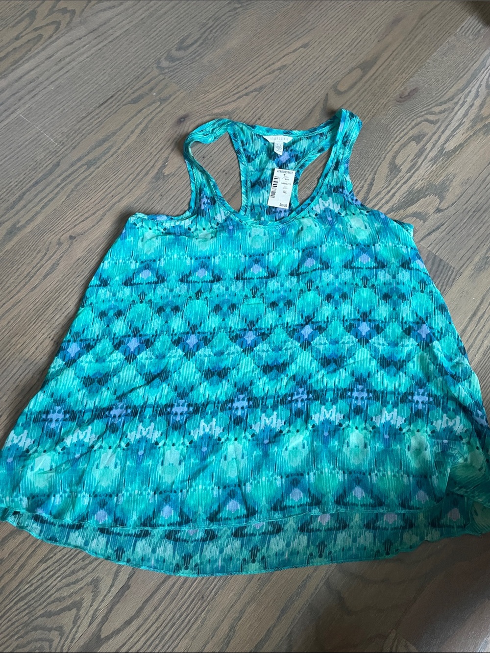 Aeropostale Teal & Aqua Patterned Racerback Tank